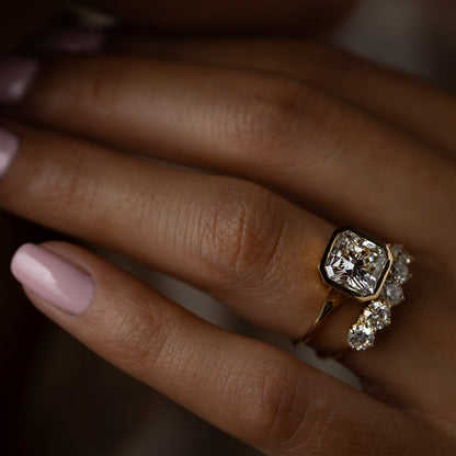 Solitaire Bezel-Square Radiant Lab Grown Diamond Engagement Ring