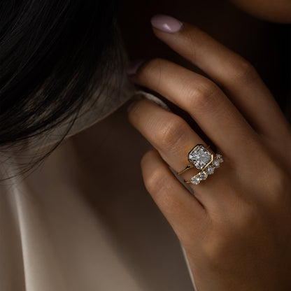 Solitaire Bezel-Square Radiant Lab Grown Diamond Engagement Ring
