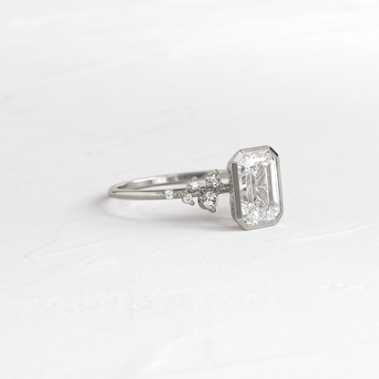 Cluster & Bezel-Emerald Lab Grown Diamond Engagement Ring