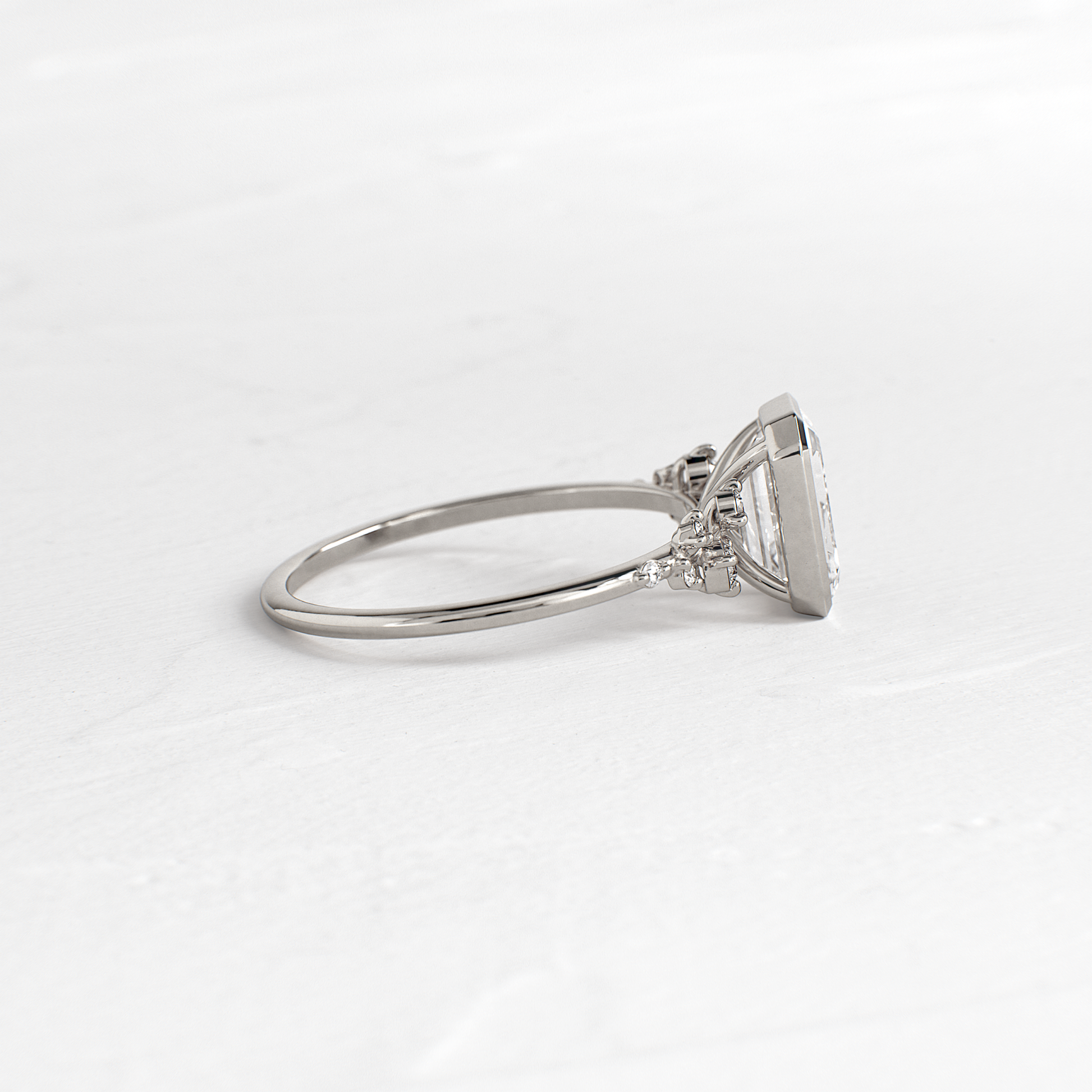 Cluster & Bezel-Emerald Lab Grown Diamond Engagement Ring