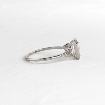 Cluster & Bezel-Emerald Lab Grown Diamond Engagement Ring