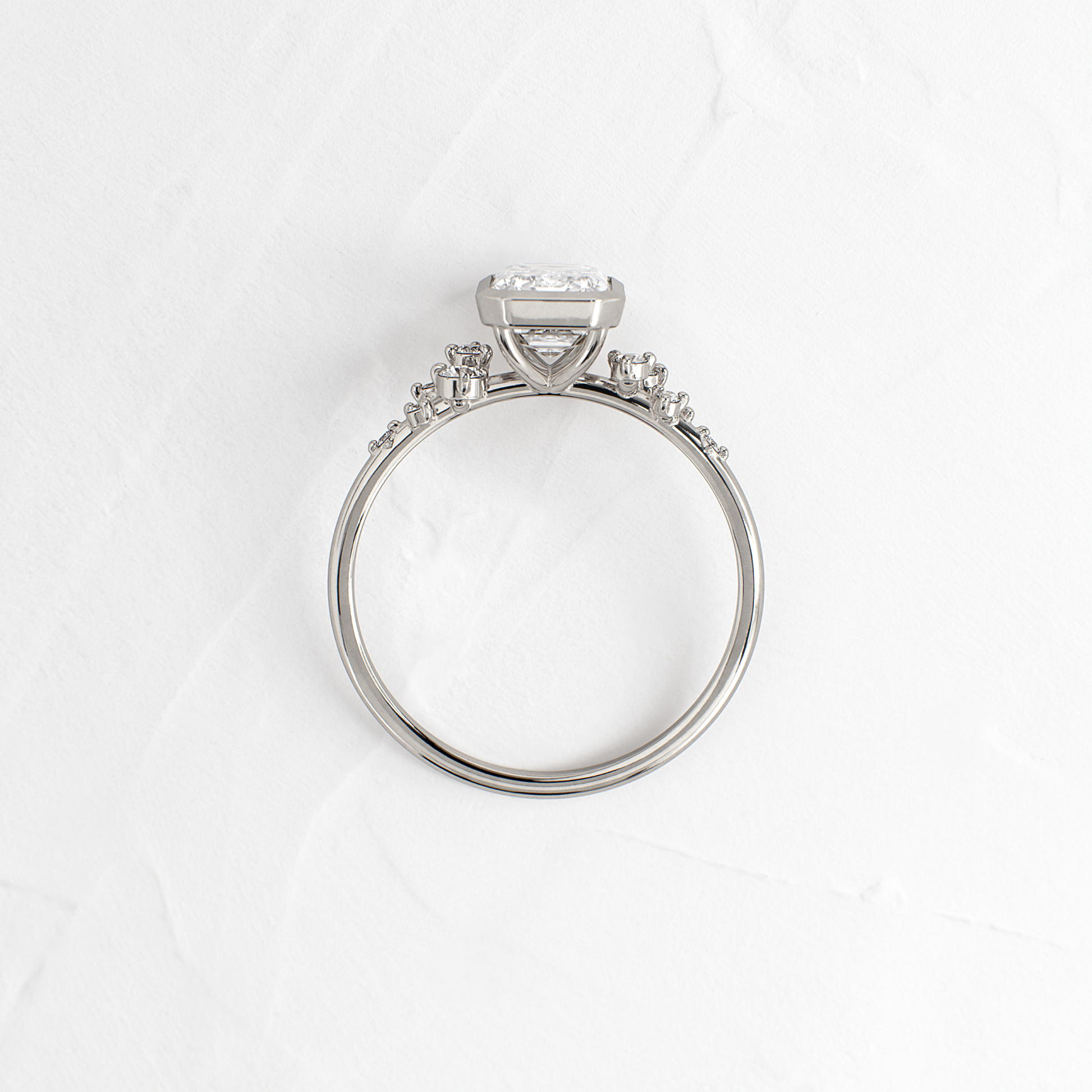 Cluster & Bezel-Emerald Lab Grown Diamond Engagement Ring