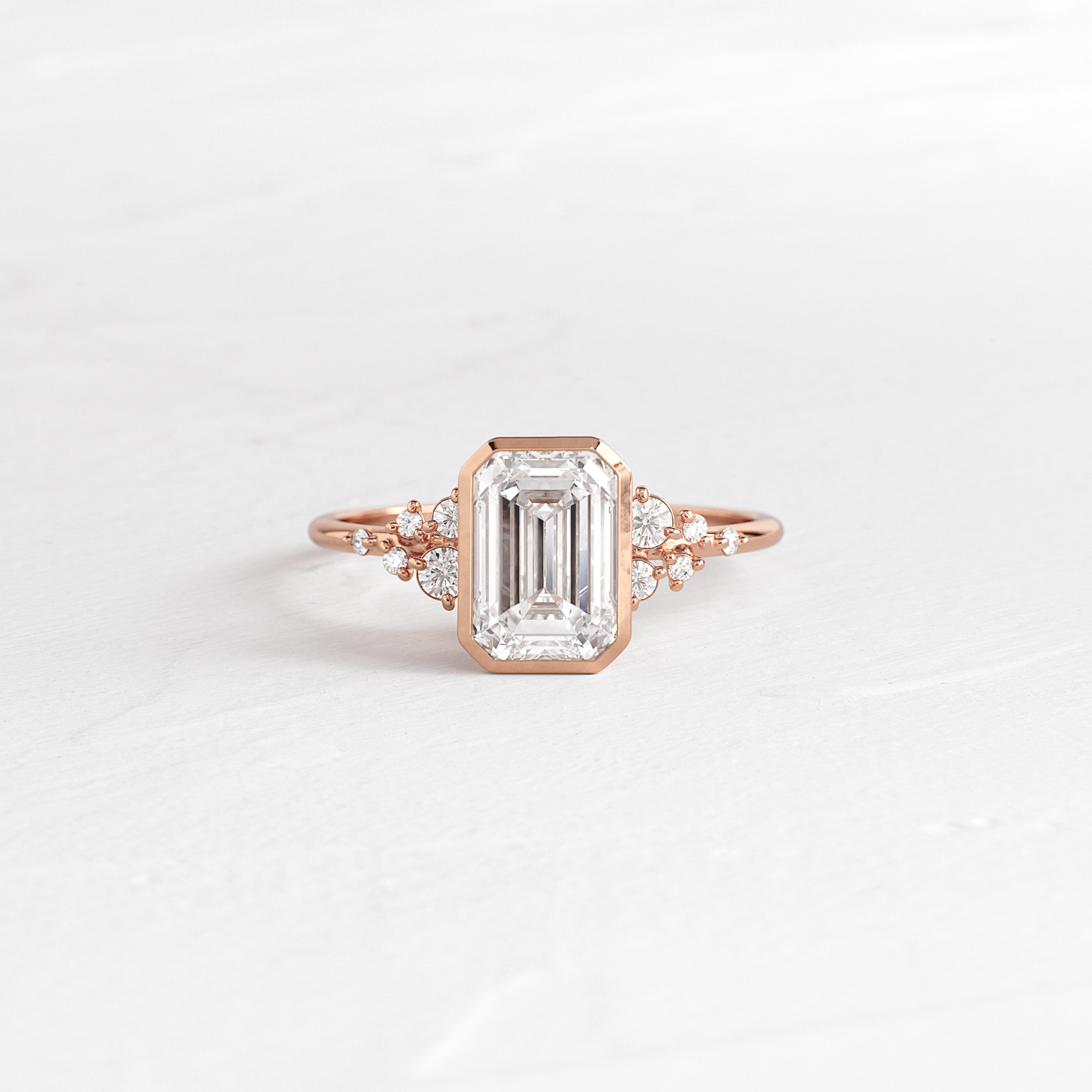 Cluster & Bezel-Emerald Lab Grown Diamond Engagement Ring