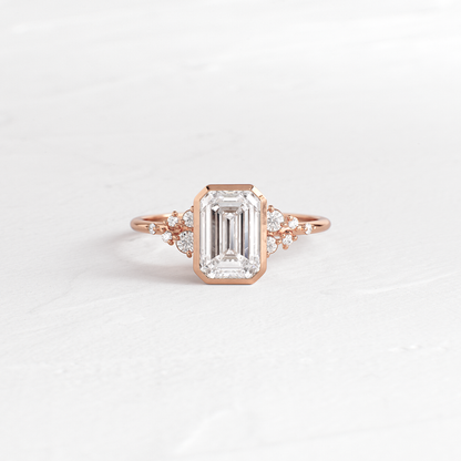 Cluster & Bezel-Emerald Lab Grown Diamond Engagement Ring