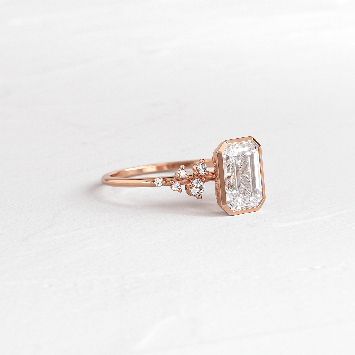 Cluster & Bezel-Emerald Lab Grown Diamond Engagement Ring
