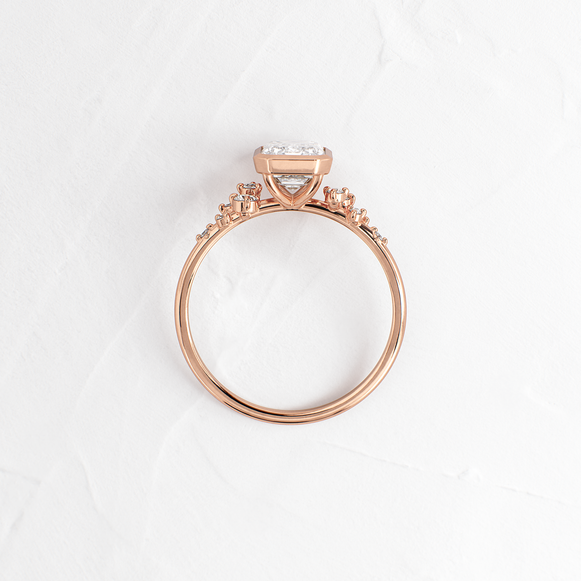 Cluster & Bezel-Emerald Lab Grown Diamond Engagement Ring