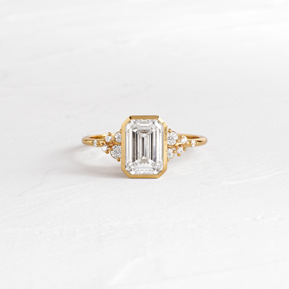 Cluster & Bezel-Emerald Lab Grown Diamond Engagement Ring