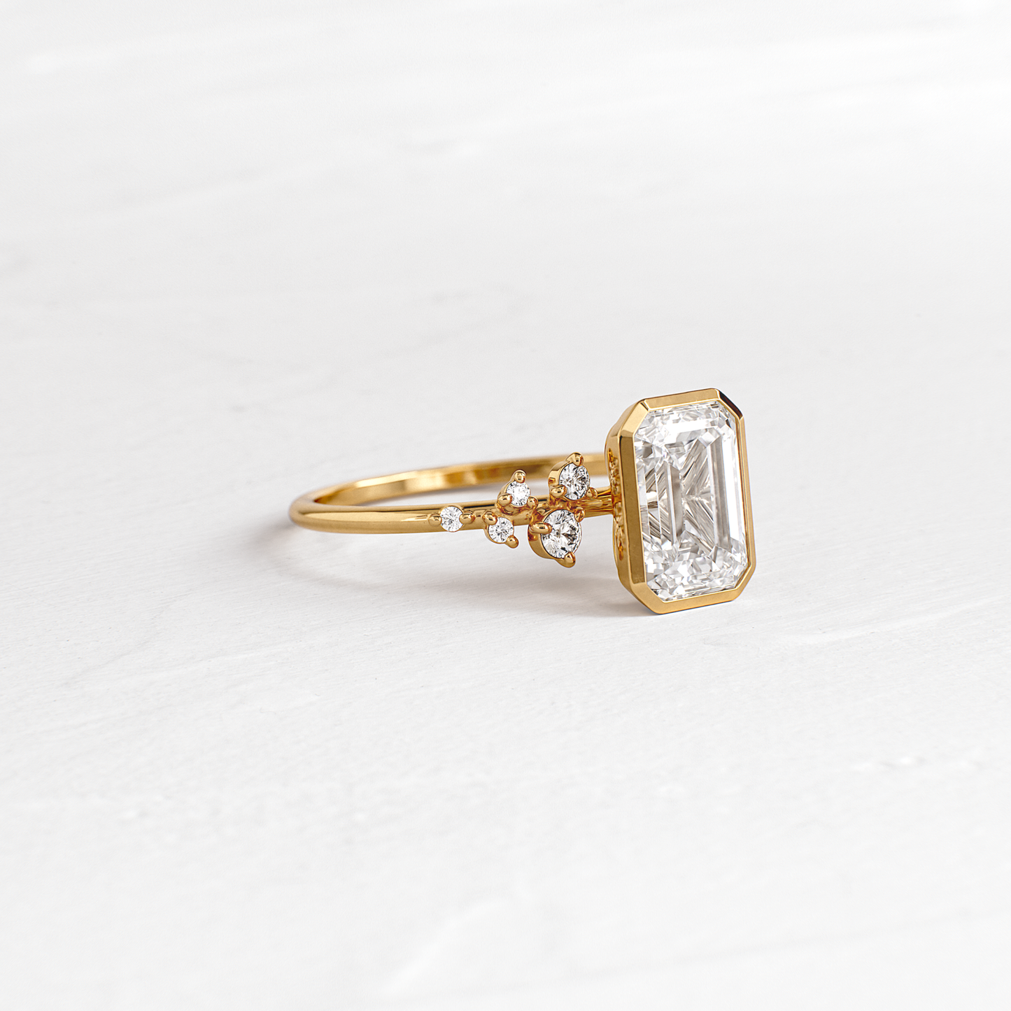 Cluster & Bezel-Emerald Lab Grown Diamond Engagement Ring