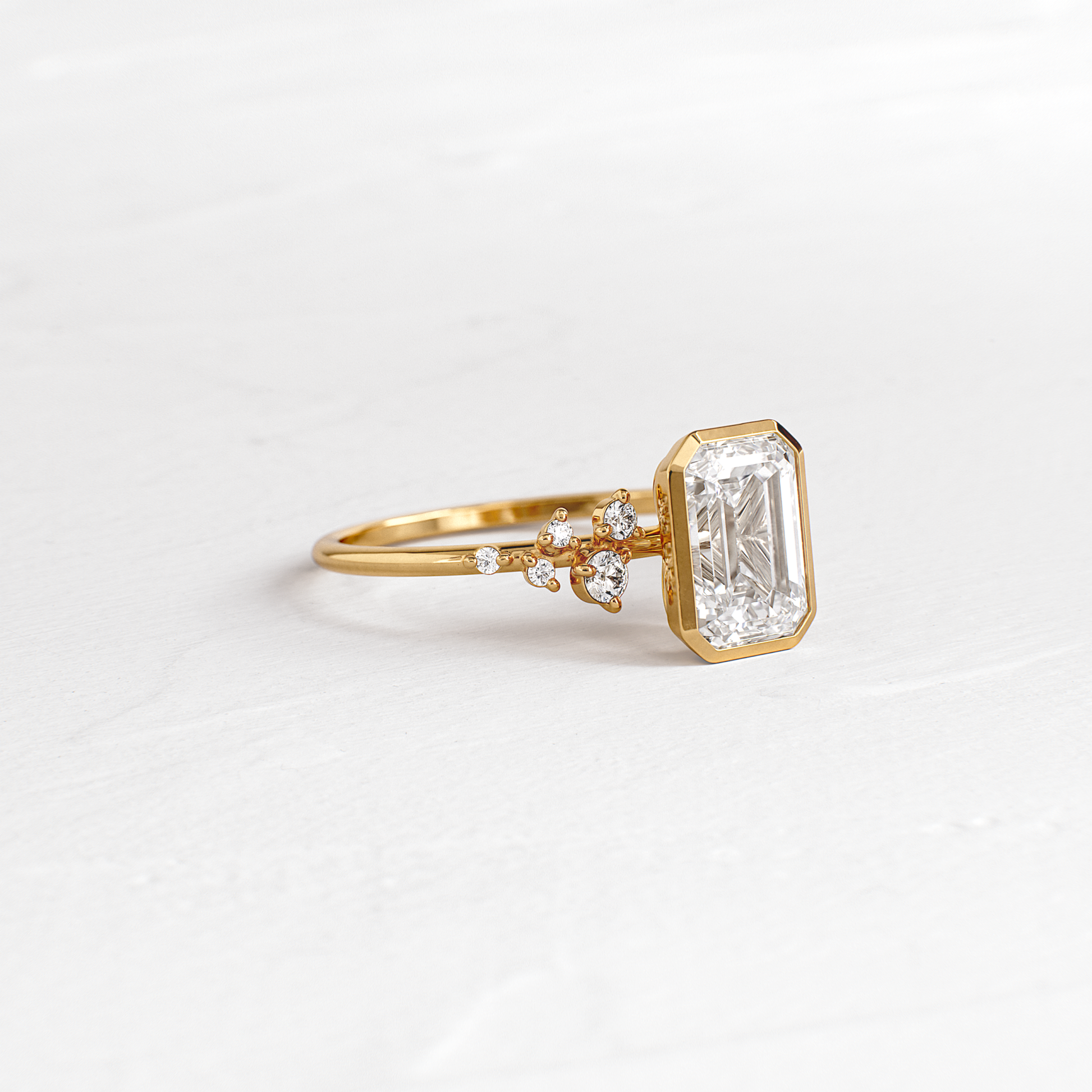 Cluster & Bezel-Emerald Lab Grown Diamond Engagement Ring