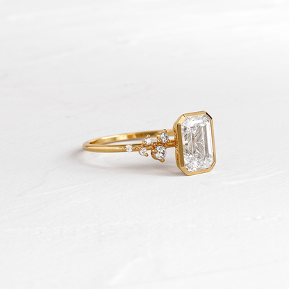 Cluster & Bezel-Emerald Lab Grown Diamond Engagement Ring