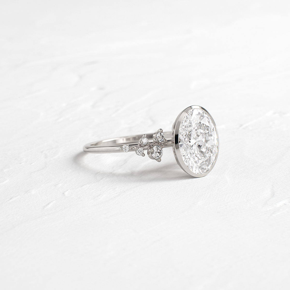 Cluster & Bezel-Oval Lab Grown Diamond Engagement Ring
