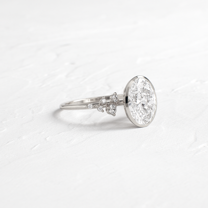Cluster & Bezel-Oval Lab Grown Diamond Engagement Ring