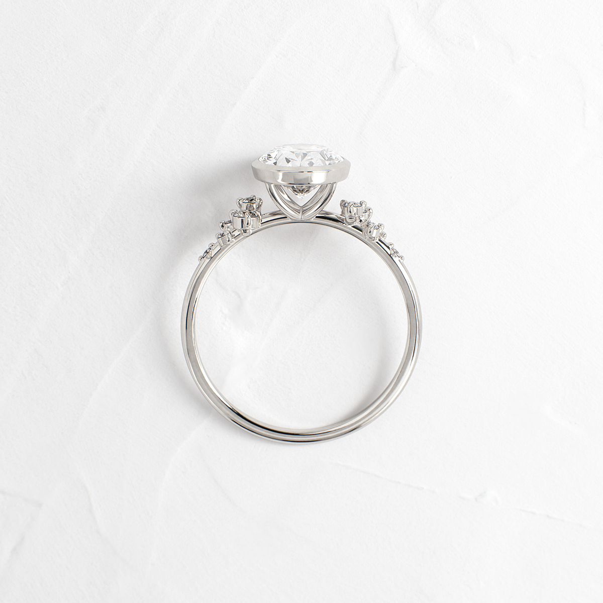 Cluster & Bezel-Oval Lab Grown Diamond Engagement Ring