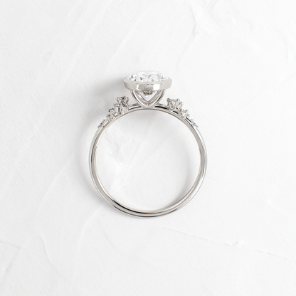Cluster & Bezel-Oval Lab Grown Diamond Engagement Ring