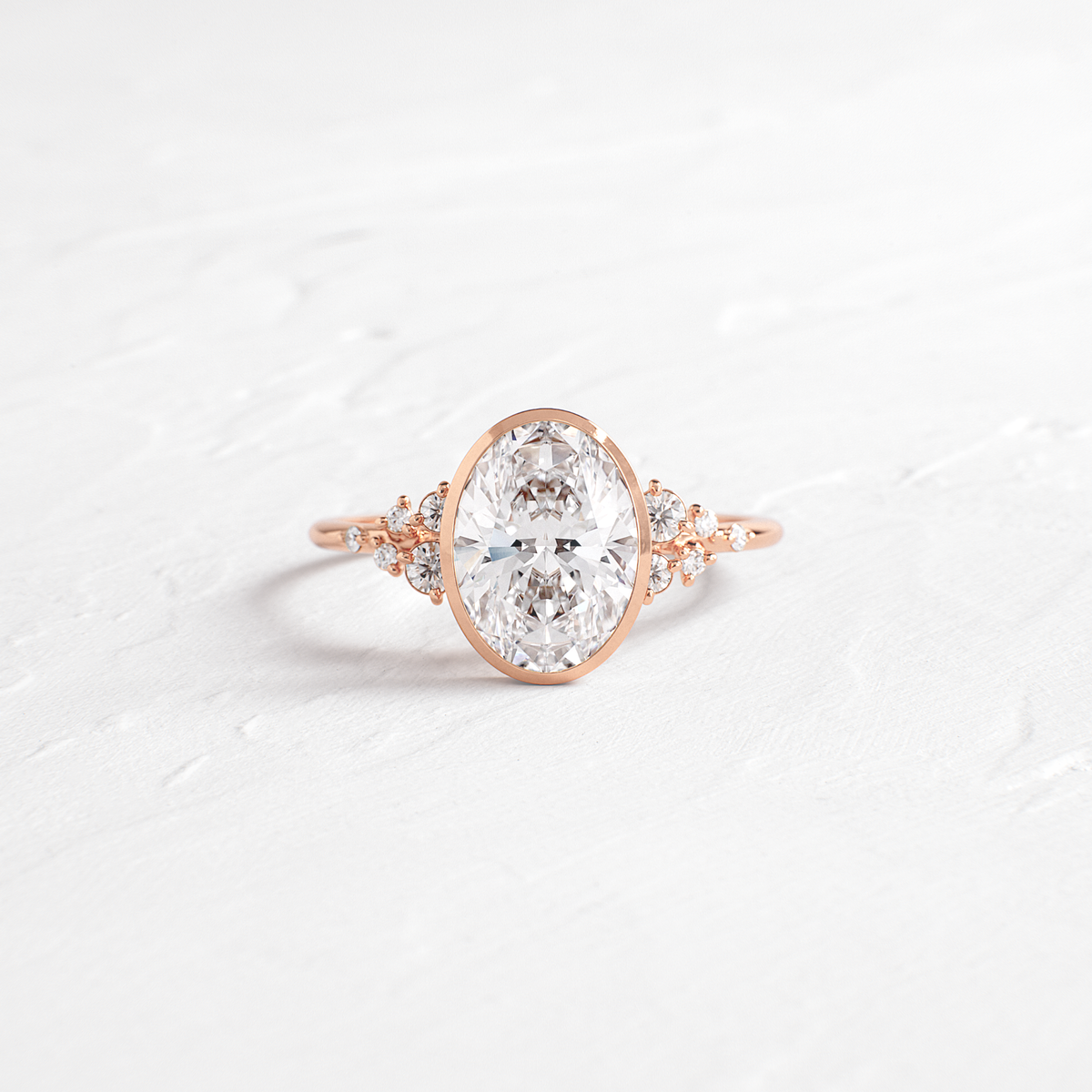 Cluster & Bezel-Oval Lab Grown Diamond Engagement Ring