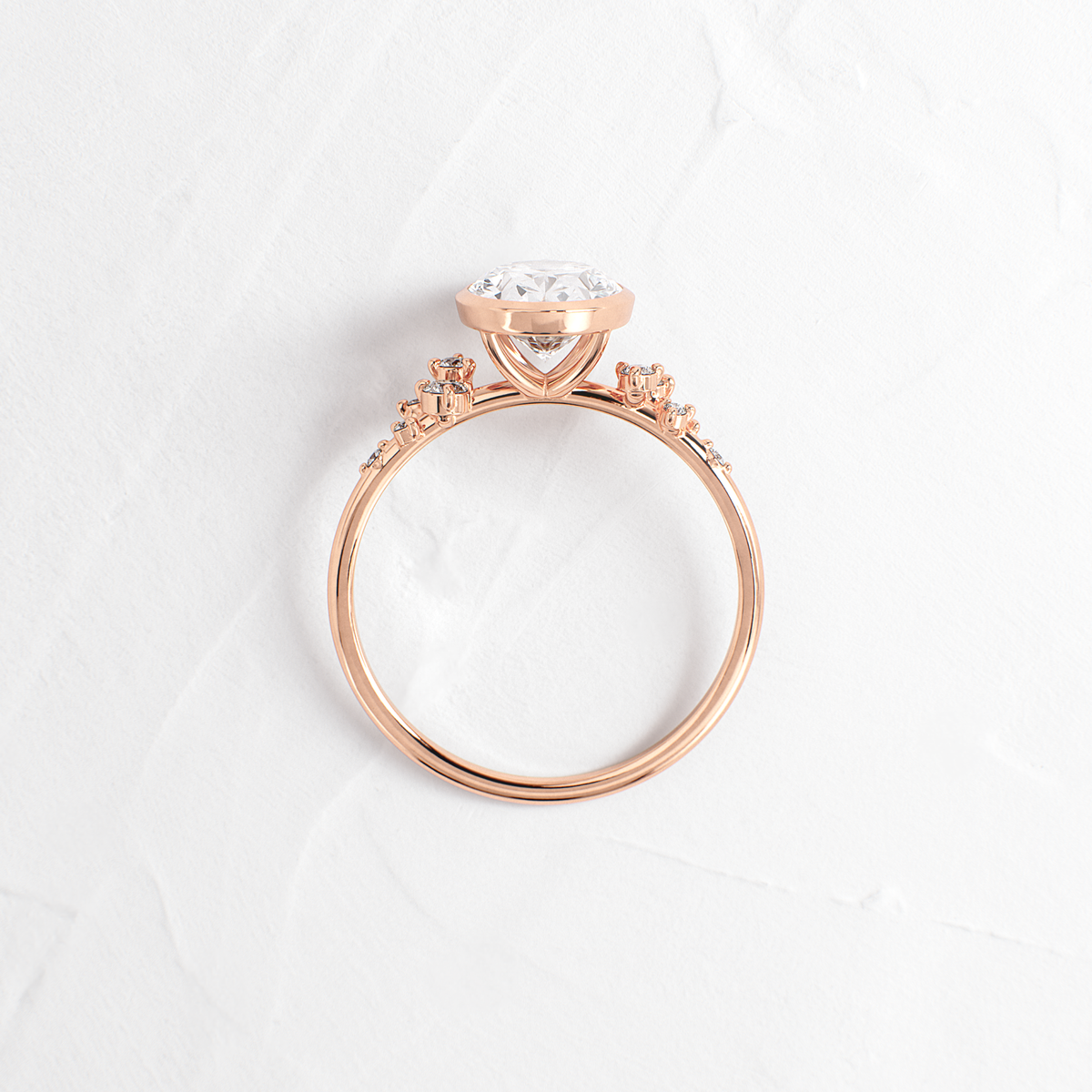Cluster & Bezel-Oval Lab Grown Diamond Engagement Ring