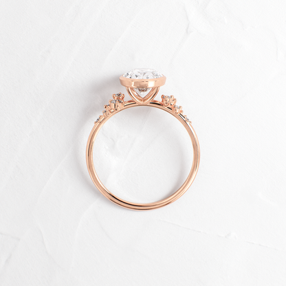 Cluster & Bezel-Oval Lab Grown Diamond Engagement Ring