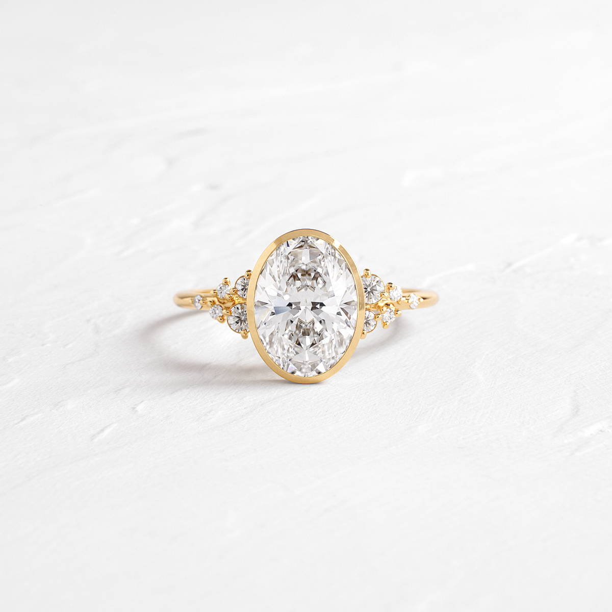 Cluster & Bezel-Oval Lab Grown Diamond Engagement Ring