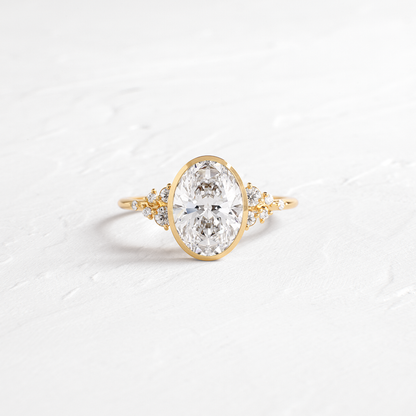 Cluster & Bezel-Oval Lab Grown Diamond Engagement Ring