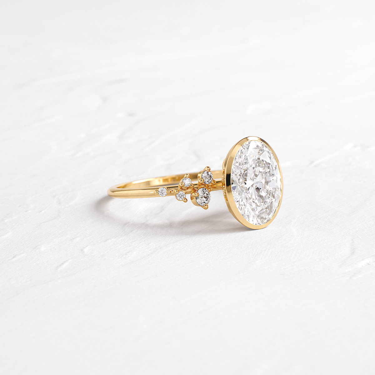 Cluster & Bezel-Oval Lab Grown Diamond Engagement Ring