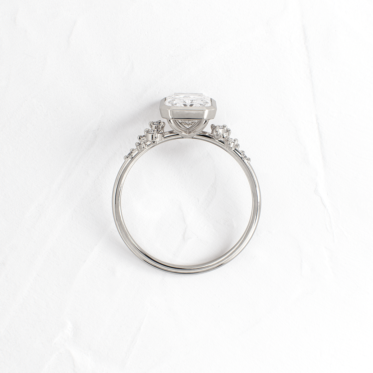 Cluster & Bezel-Radiant Lab Grown Diamond Engagement Ring