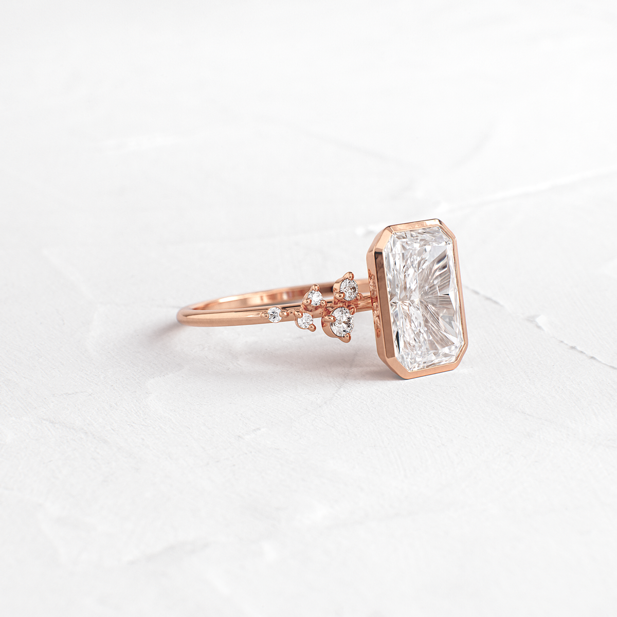 Cluster & Bezel-Radiant Lab Grown Diamond Engagement Ring