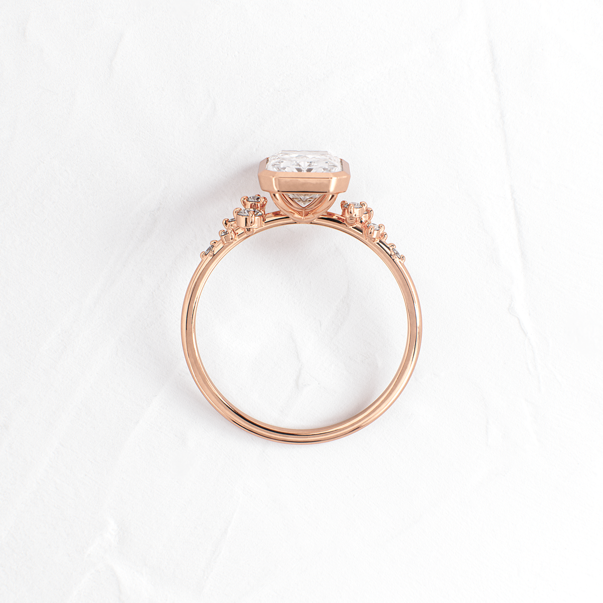 Cluster & Bezel-Radiant Lab Grown Diamond Engagement Ring