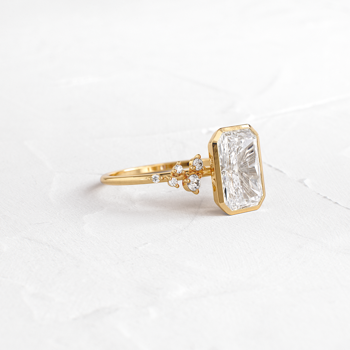 Cluster & Bezel-Radiant Lab Grown Diamond Engagement Ring