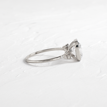 Cluster & Bezel-Elongated Cushion Lab Grown Diamond Engagement Ring