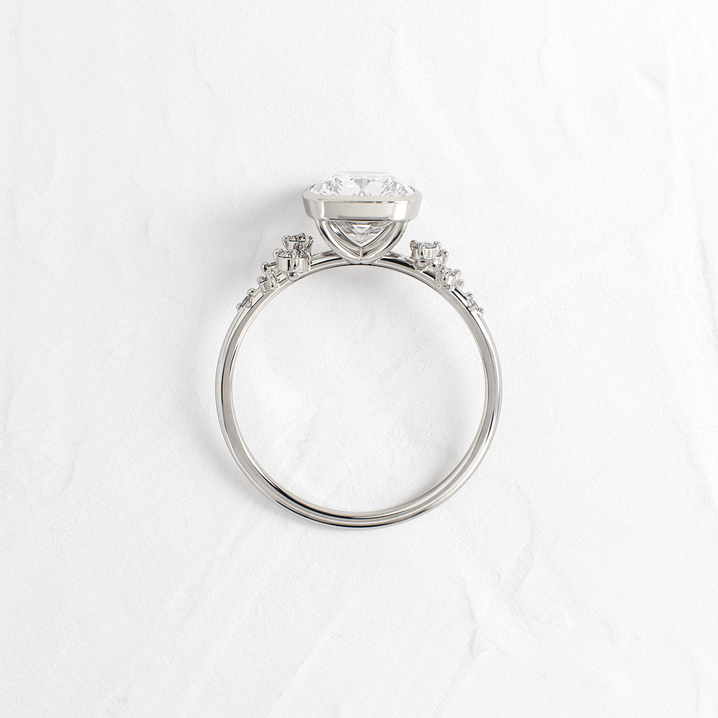 Cluster & Bezel-Elongated Cushion Lab Grown Diamond Engagement Ring
