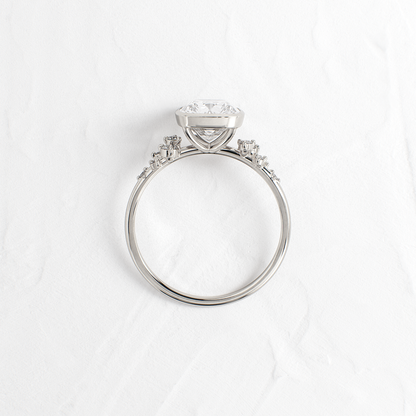 Cluster & Bezel-Elongated Cushion Lab Grown Diamond Engagement Ring