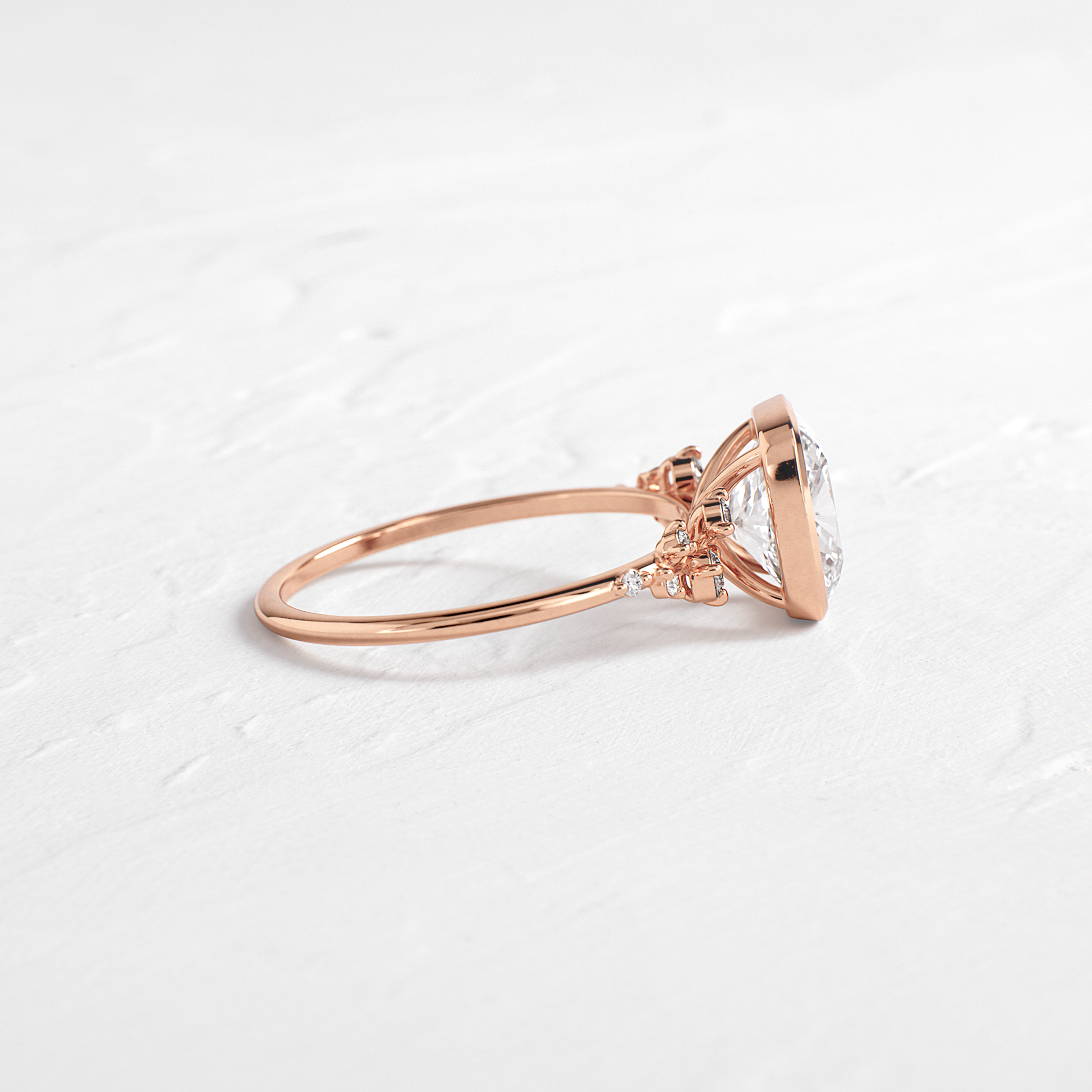 Cluster & Bezel-Elongated Cushion Lab Grown Diamond Engagement Ring