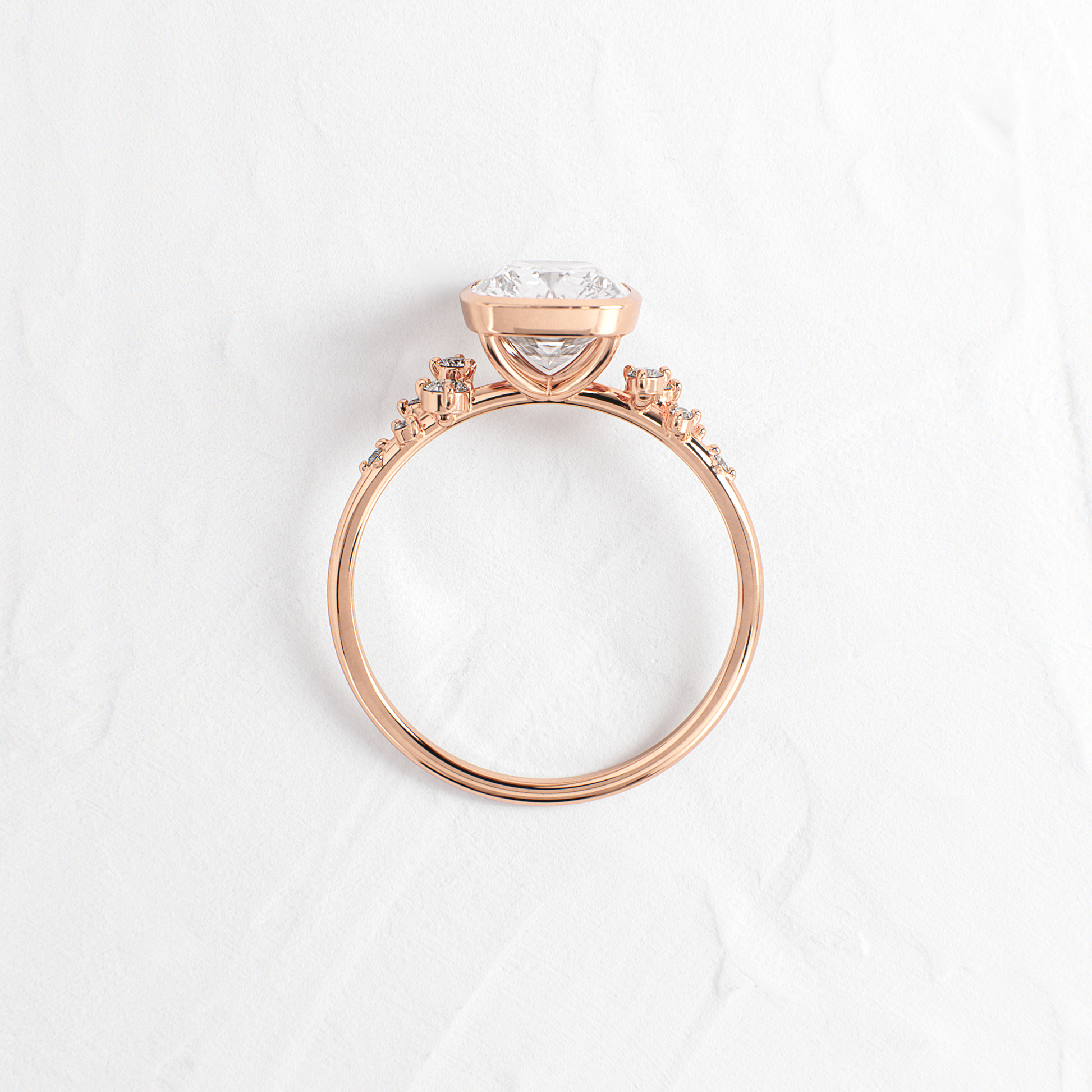 Cluster & Bezel-Elongated Cushion Lab Grown Diamond Engagement Ring