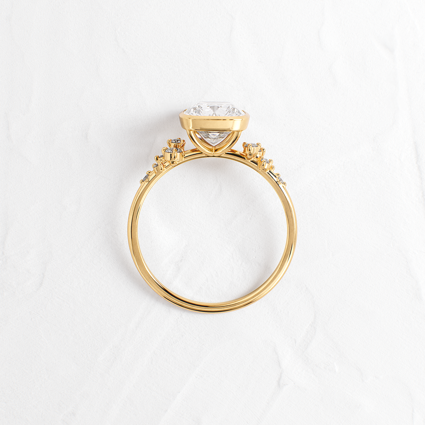 Cluster & Bezel-Elongated Cushion Lab Grown Diamond Engagement Ring