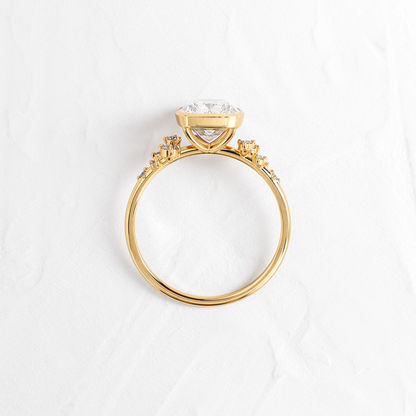 Cluster & Bezel-Elongated Cushion Lab Grown Diamond Engagement Ring
