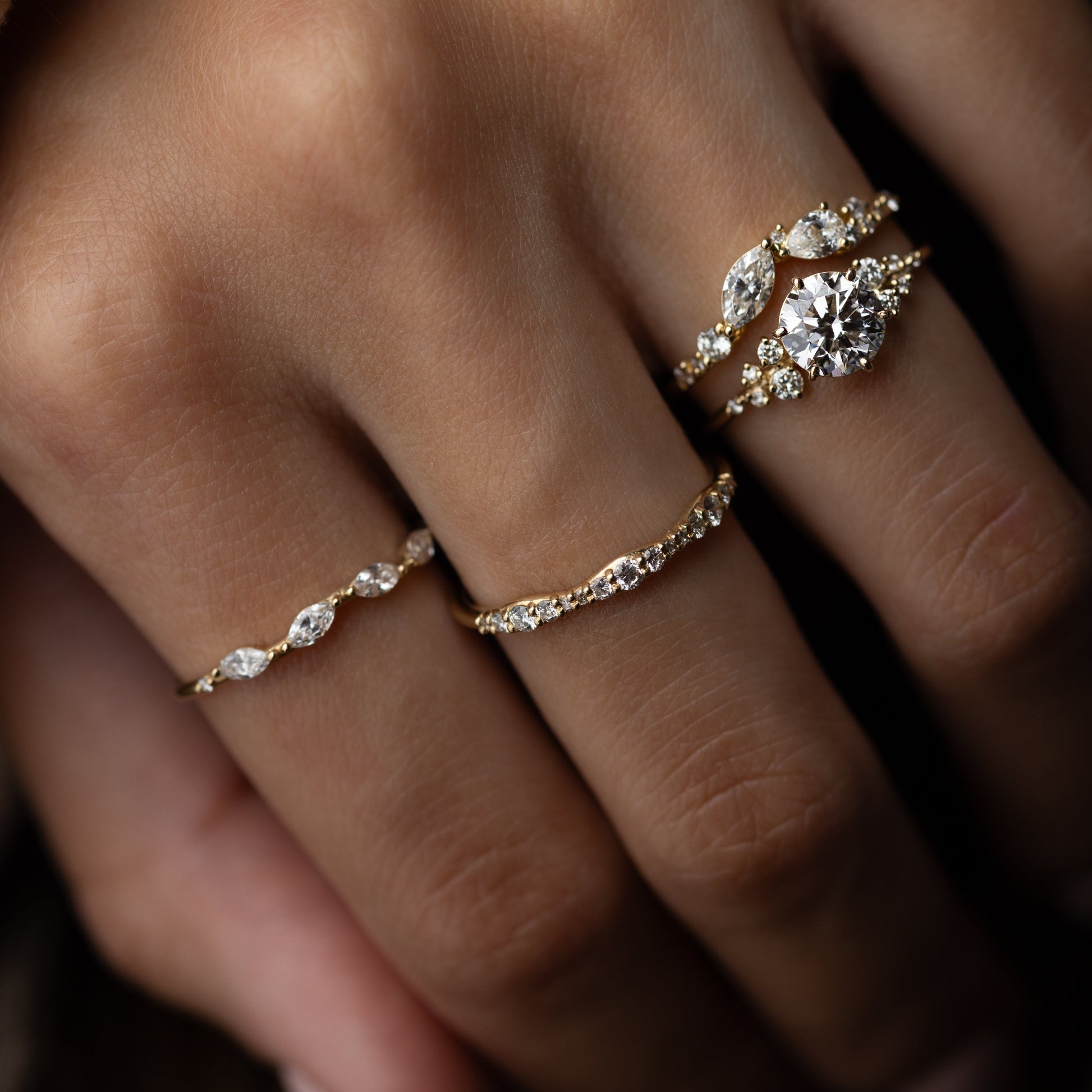 Cluster-Round Lab Grown Diamond Engagement Ring