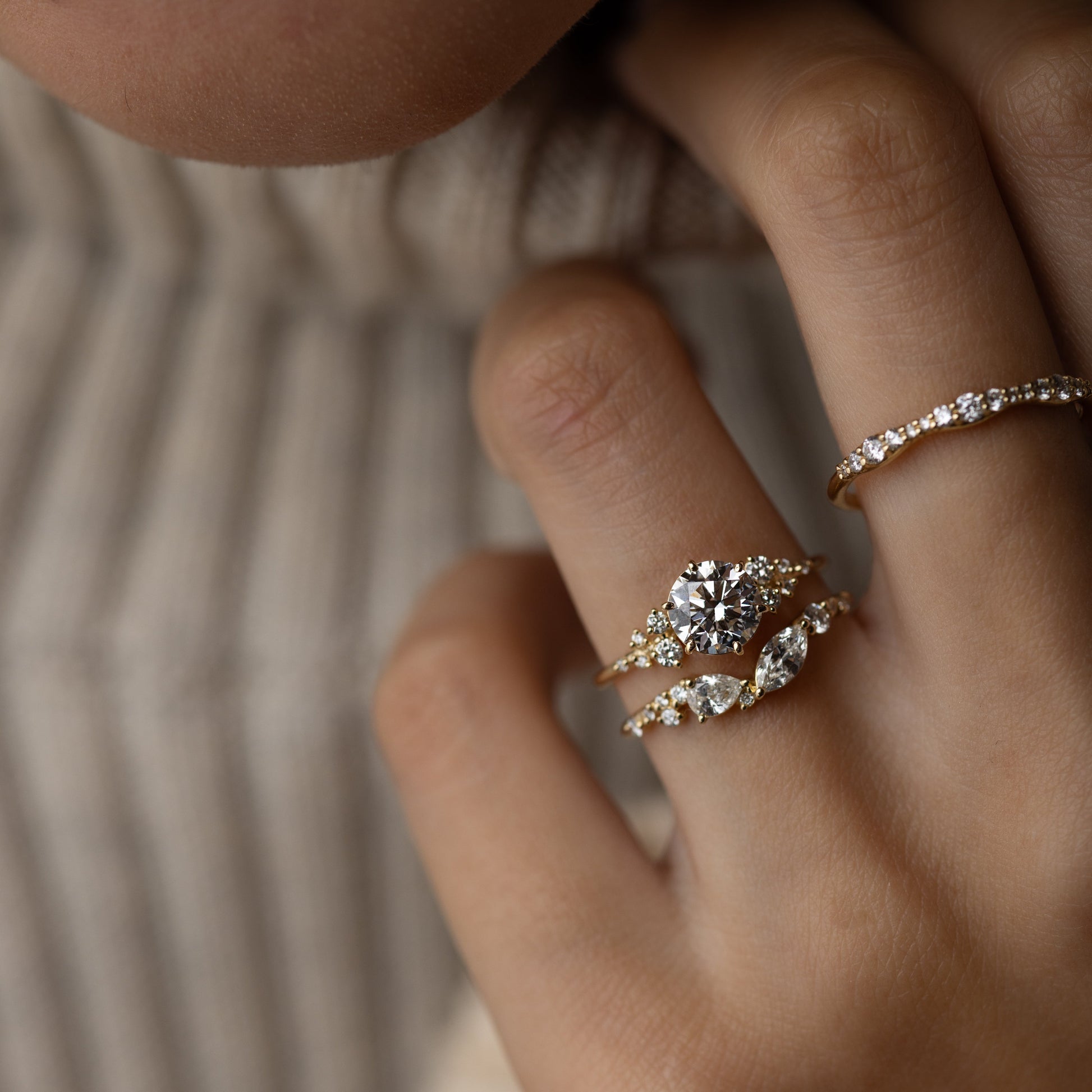Cluster-Round Lab Grown Diamond Engagement Ring