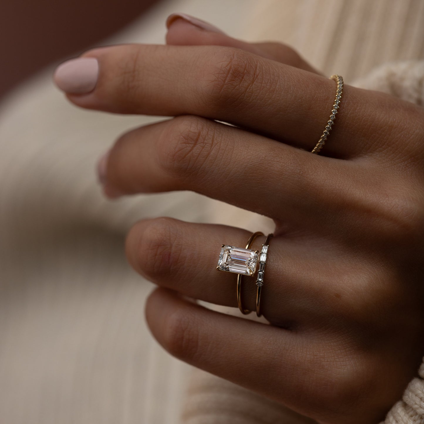Solitaire-Emerald Lab Grown Diamond Engagement Ring