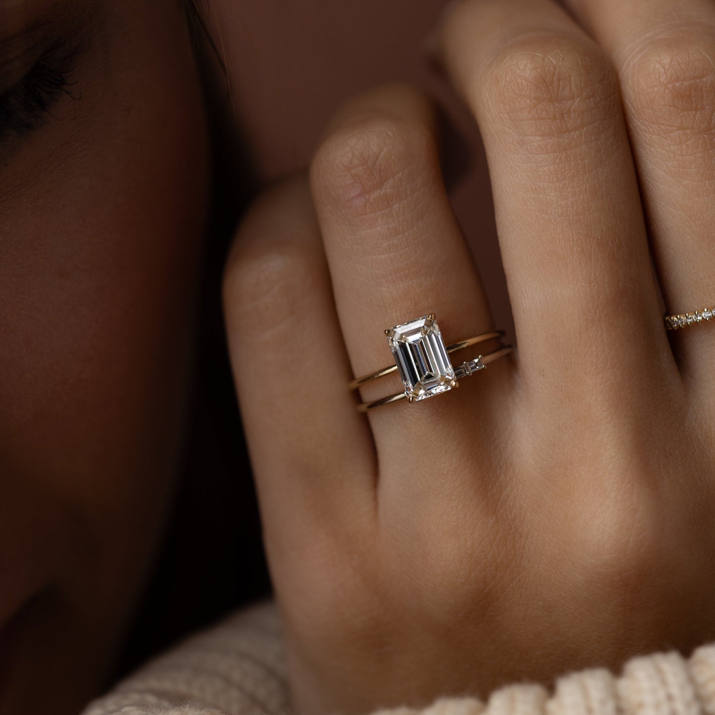 Solitaire-Emerald Lab Grown Diamond Engagement Ring