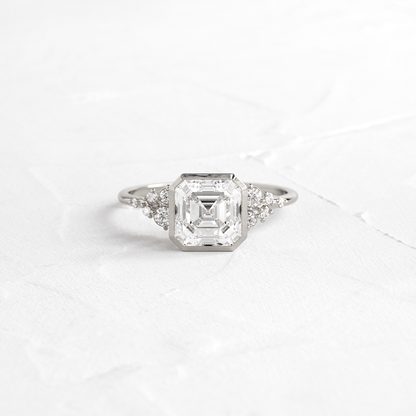 Cluster & Bezel-Asscher Lab Grown Diamond Engagement Ring