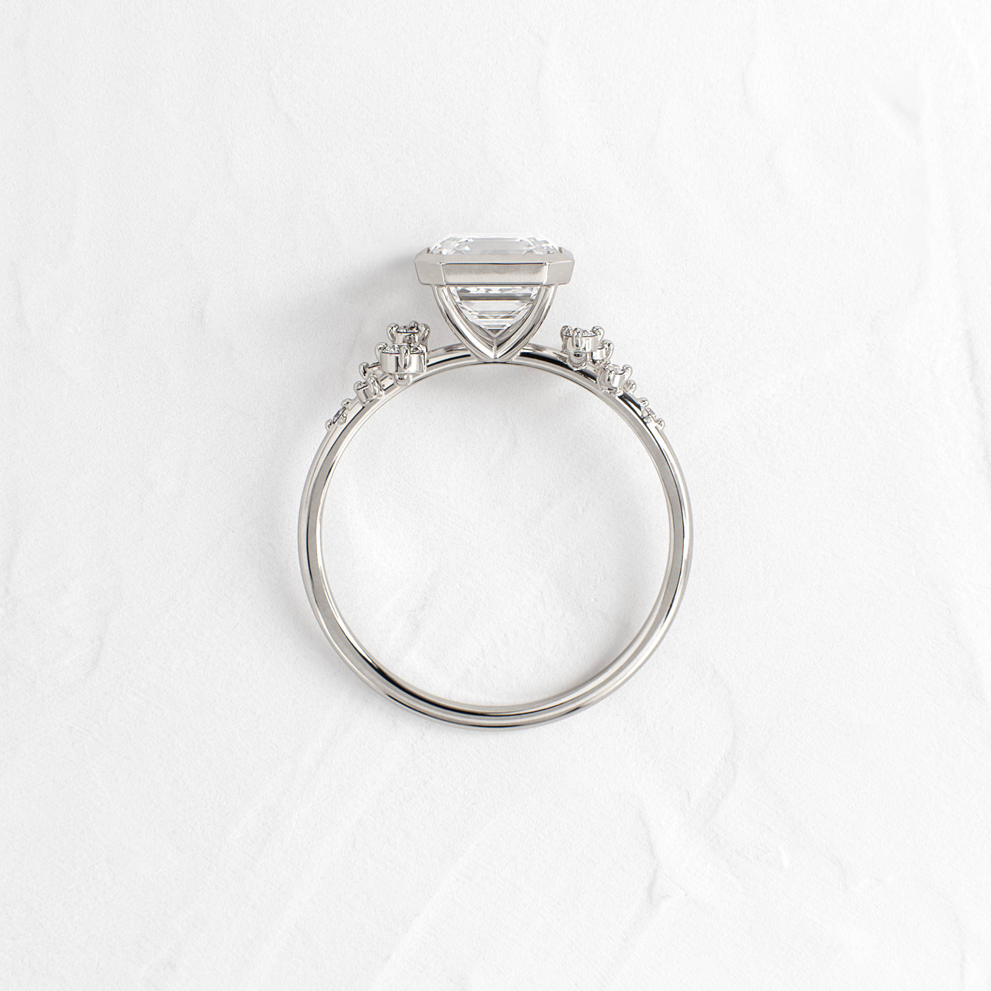 Cluster & Bezel-Asscher Lab Grown Diamond Engagement Ring