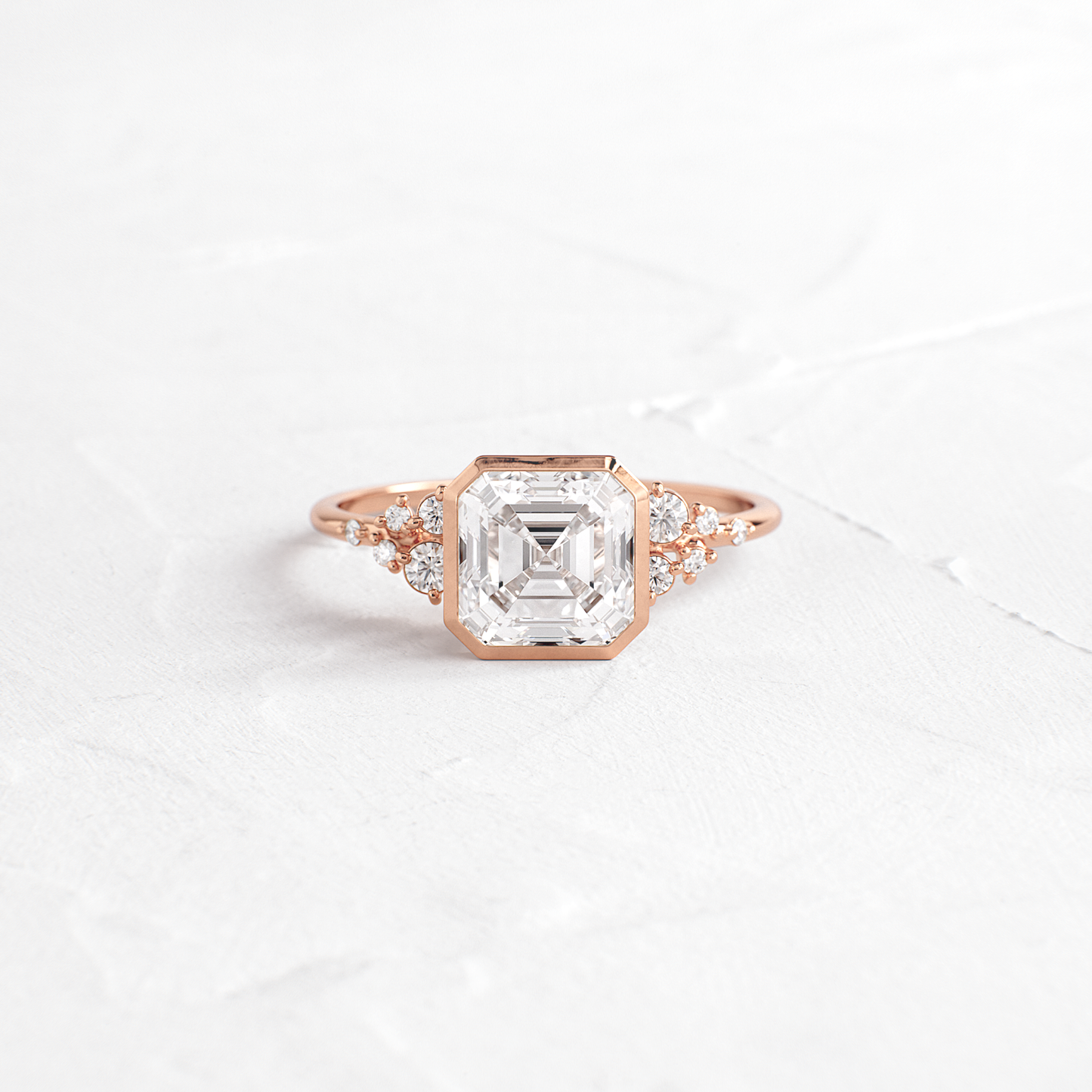 Cluster & Bezel-Asscher Lab Grown Diamond Engagement Ring
