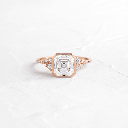 Cluster & Bezel-Asscher Lab Grown Diamond Engagement Ring