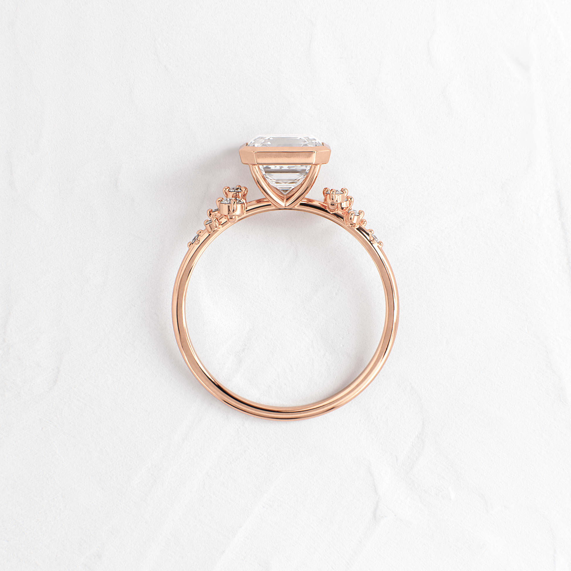 Cluster & Bezel-Asscher Lab Grown Diamond Engagement Ring