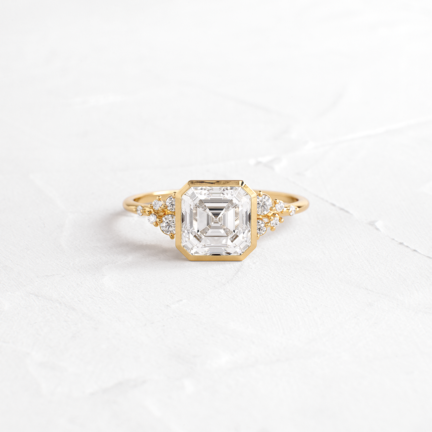 Cluster & Bezel-Asscher Lab Grown Diamond Engagement Ring