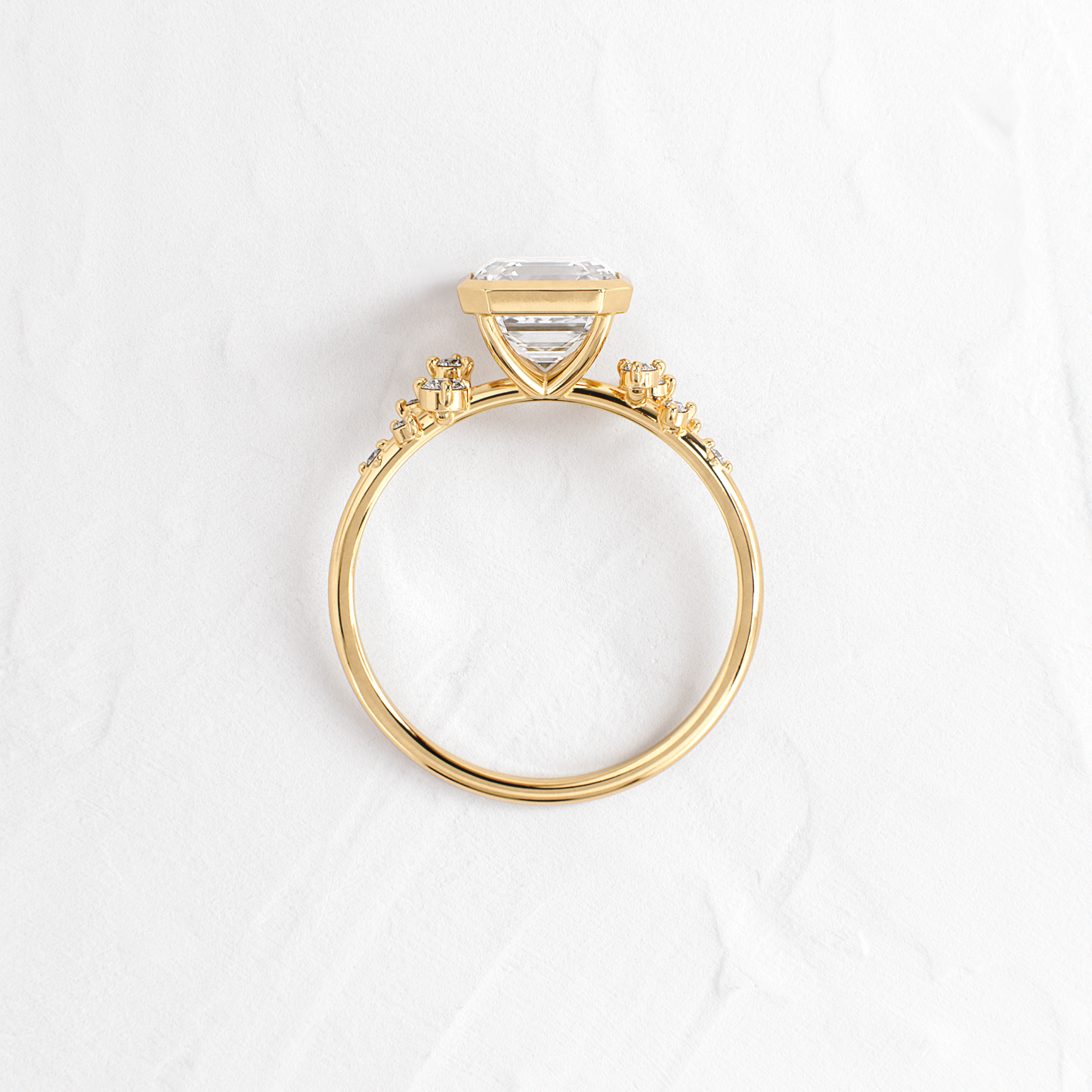 Cluster & Bezel-Asscher Lab Grown Diamond Engagement Ring