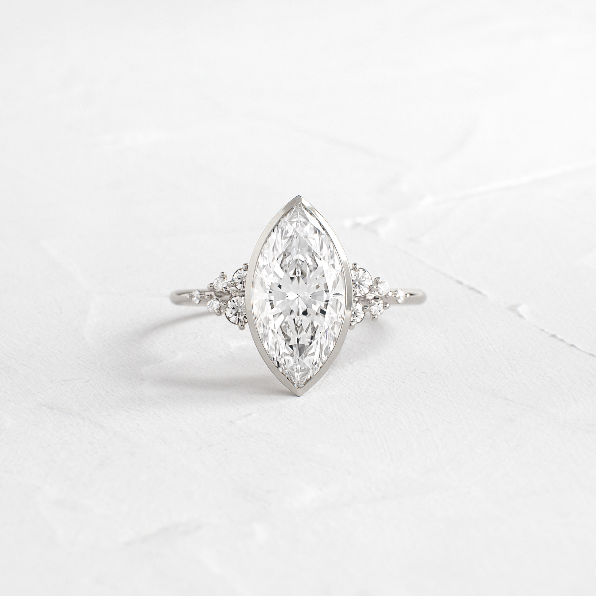 Cluster & Bezel-Marquise Lab Grown Diamond Engagement Ring