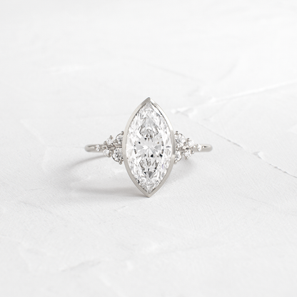 Cluster & Bezel-Marquise Lab Grown Diamond Engagement Ring