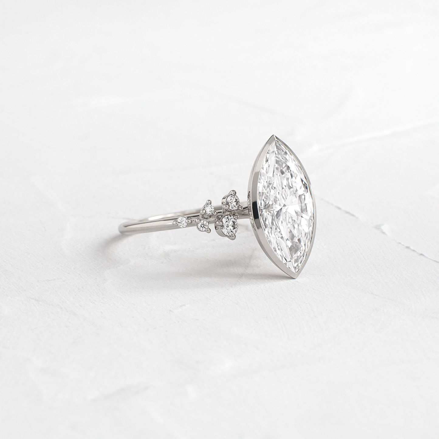 Cluster & Bezel-Marquise Lab Grown Diamond Engagement Ring