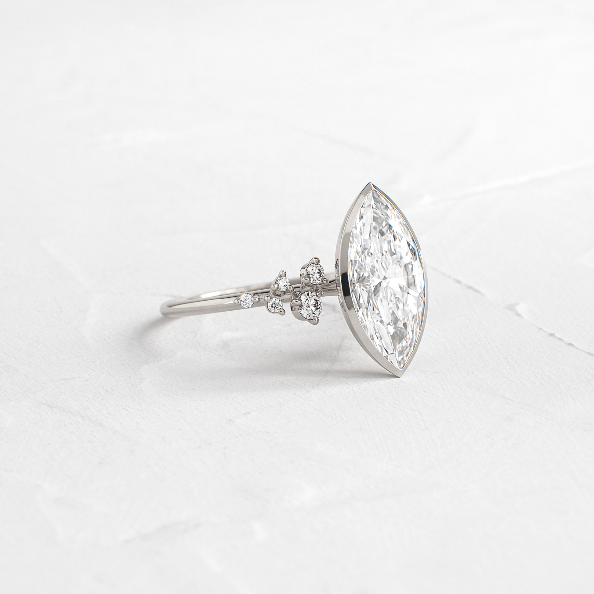 Cluster & Bezel-Marquise Lab Grown Diamond Engagement Ring